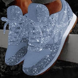 Women shoes spring new bling sparkly casual flat shoes woman vulcanized shoes breathable lace-up outdoor fashion sneakers women - Tania's Online Closet, LLC