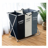 X-shape Collapsible Dirty Clothes Laundry Basket 2/3 section Foldable Organizer Laundry Hamper Sorter - Tania's Online Closet, LLC