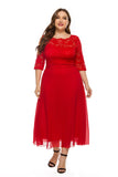 Women's Round Neck Sleeves Lace Chiffon Stitching High Quality Beautiful Elegant Dress 2021 - Tania's Online Closet, LLC