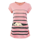 Maternity Cute Funny Baby Print Striped Short Sleeve T-shirt - Tania's Online Closet, LLC