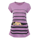 Maternity Cute Funny Baby Print Striped Short Sleeve T-shirt - Tania's Online Closet, LLC