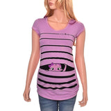 Maternity Cute Funny Baby Print Striped Short Sleeve T-shirt - Tania's Online Closet, LLC