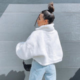 New White Fur Faux Jacket Women Streetwear Short Jackets - Tania's Online Closet, LLC