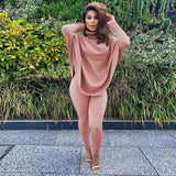 Casual Two Piece Set Turtleneck Batwing Sleeve Long Top+ Pants Matching Sets - Tania's Online Closet, LLC
