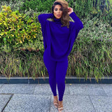 Casual Two Piece Set Turtleneck Batwing Sleeve Long Top+ Pants Matching Sets - Tania's Online Closet, LLC