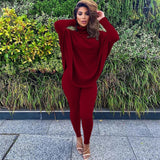 Casual Two Piece Set Turtleneck Batwing Sleeve Long Top+ Pants Matching Sets - Tania's Online Closet, LLC