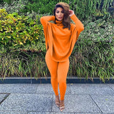 Casual Two Piece Set Turtleneck Batwing Sleeve Long Top+ Pants Matching Sets - Tania's Online Closet, LLC