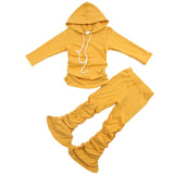kids Casual Two Piece Outfits Long Sleeve Shirt Stacked Skinny Pants Set - Tania's Online Closet, LLC
