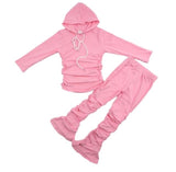 kids Casual Two Piece Outfits Long Sleeve Shirt Stacked Skinny Pants Set - Tania's Online Closet, LLC