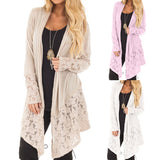 Women  Lace Patchwork Long Sleeve Casual Pure Color Cardigan - Tania's Online Closet, LLC
