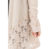 Women  Lace Patchwork Long Sleeve Casual Pure Color Cardigan - Tania's Online Closet, LLC