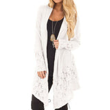 Women  Lace Patchwork Long Sleeve Casual Pure Color Cardigan - Tania's Online Closet, LLC