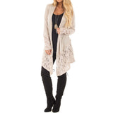Women  Lace Patchwork Long Sleeve Casual Pure Color Cardigan - Tania's Online Closet, LLC