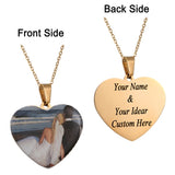Custom Photo Initial Letter Heart Necklace Personalized Any Photo/Name Jewelry - Tania's Online Closet, LLC
