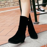 Winter  Women's Thick  Bottom  Round-Toe  Middle Boots - Tania's Online Closet, LLC
