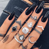 rings set Bohemian style hollow vintage 10-piece set women rings - Tania's Online Closet, LLC