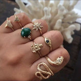 rings set Bohemian style hollow vintage 10-piece set women rings - Tania's Online Closet, LLC