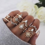 rings set Bohemian style hollow vintage 10-piece set women rings - Tania's Online Closet, LLC