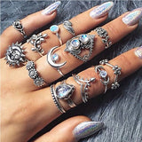 rings set Bohemian style hollow vintage 10-piece set women rings - Tania's Online Closet, LLC
