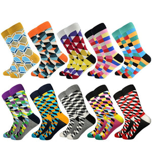Hot Sale Casual Men Socks fashion design Plaid Colorful Cotton Socks - Tania's Online Closet, LLC