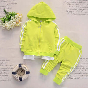 Baby Casual Tracksuit Children Boys Girls Hooded Jacket Pants 2Pcs Kids Suit - Tania's Online Closet, LLC