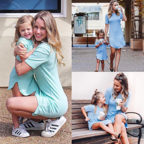 2019 Summer Mom Daughter Short Sleeve T-shirt Dress  Matching Outfits - Tania's Online Closet, LLC