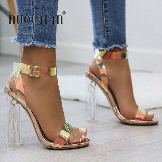 Summer PVC Clear Transparent Strappy High Heels Shoes Women Tania s Online Closet LLC