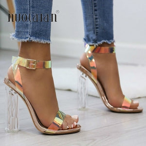 Summer PVC Clear Transparent Strappy High Heels Shoes Women - Tania's Online Closet, LLC