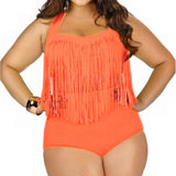 Plus Size Bikini Set Women Swimsuit Retro Push Up Tassel High Waist - Tania's Online Closet