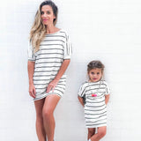 2020 Mother Daughter Short Sleeve Striped Dress Matching Outfits Wings Dresses - Tania's Online Closet, LLC