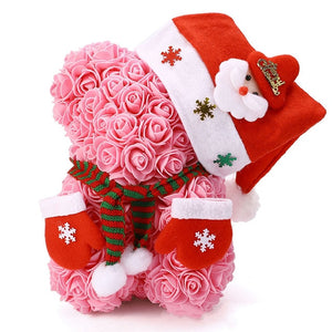 Christmas gift for kids & women cute Artificial rose bear Christmas gift - Tania's Online Closet, LLC