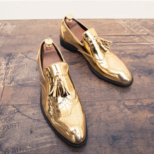 men shoes gold Bright skin male comfortable oxford shoes luxury - Tania's Online Closet, LLC