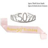 30 40 50 Birthday Party Adult Crystal Rhinestone Tiara - Tania's Online Closet, LLC