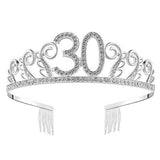 30 40 50 Birthday Party Adult Crystal Rhinestone Tiara - Tania's Online Closet, LLC