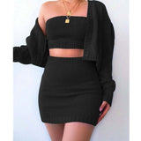 3Pcs Women Sexy Knitted Outfits Autumn Winter Sweater Sets - Tania's Online Closet, LLC