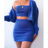 3Pcs Women Sexy Knitted Outfits Autumn Winter Sweater Sets - Tania's Online Closet, LLC