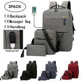 3pcs/set Men's Backpack Bag Male USB Charging Laptop Backpack Computer Bags Men Shoulder Bag Sets - Tania's Online Closet, LLC