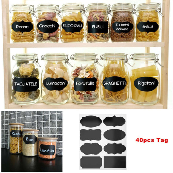 40pcs Chalkboard Blackboard Chalk Board Stickers Craft Kitchen Jar Labels Tags - Tania's Online Closet, LLC