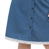 4xl Women Plus Size Denim Summer Dress 2020 Summer Fashion Solid Casual Blue Party Dress square-neck Button Tassel Knee Dresses - Tania's Online Closet, LLC