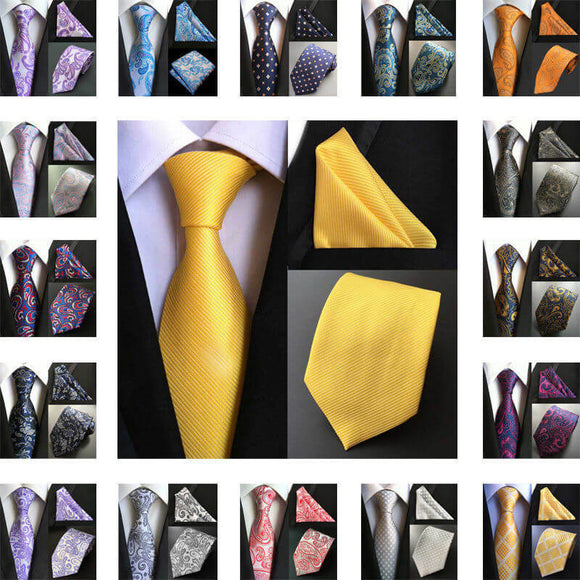 55 Style Silk Neck Ties & Pocket Square Hanky Suit Set - Tania's Online Closet, LLC