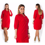 Plus Size Autumn Fashion Long Sleeve Solid Casual Dress - Tania's Online Closet, LLC