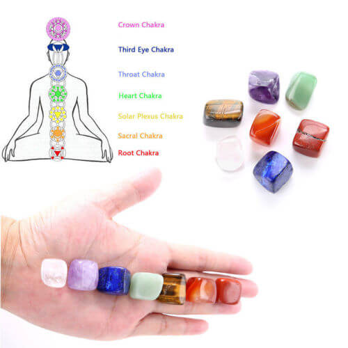 7pcs/set Chakra Natural Gemstone Reiki Healing Quartz Polished Stones - Tania's Online Closet, LLC