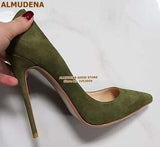 12cm High Heels Suede Pointed Toe Women Stiletto Heels - Tania's Online Closet, LLC