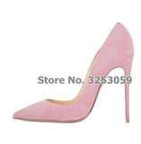 12cm High Heels Suede Pointed Toe Women Stiletto Heels - Tania's Online Closet, LLC