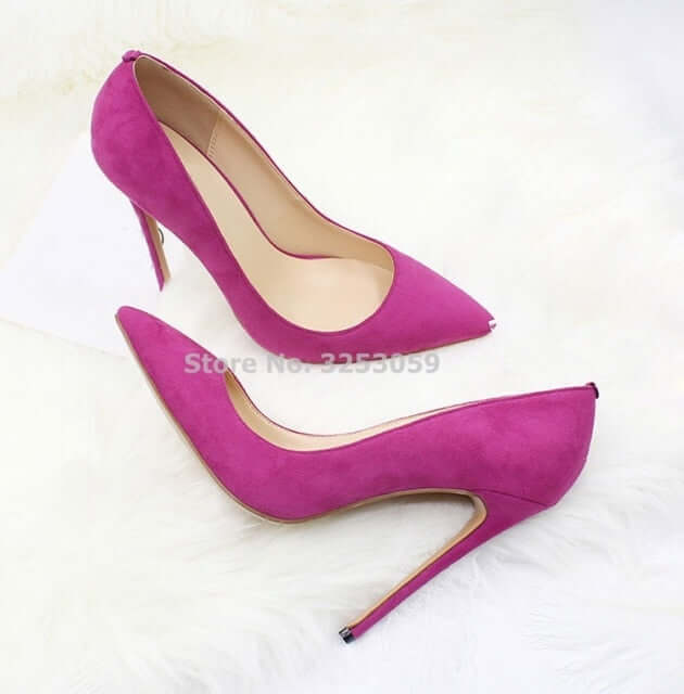 12cm High Heels Suede Pointed Toe Women Stiletto Heels | Tania's Online Closet, LLC