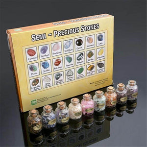 9 Pcs/Set Mini Gemstone Bottles Chip Quartz Crystal Reiki Healing Stone Set - Tania's Online Closet, LLC
