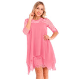 Women Fashions Half Sleeves Semi Sheer Lace Plus Size Chiffon Dresses - Tania's Online Closet, LLC