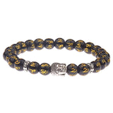 Amader Charm Buddha & Evil Eye 8mm Elastic Round Bright Black Stone Chakra Bracelets - Tania's Online Closet, LLC