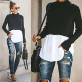 Autumn Winter Black Knit Sweater Long Sleeve Shirt - Tania's Online Closet, LLC
