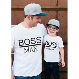 BOSS MAN and BOSS mini Little print Family Matching Father Son tees - Tania's Online Closet, LLC
